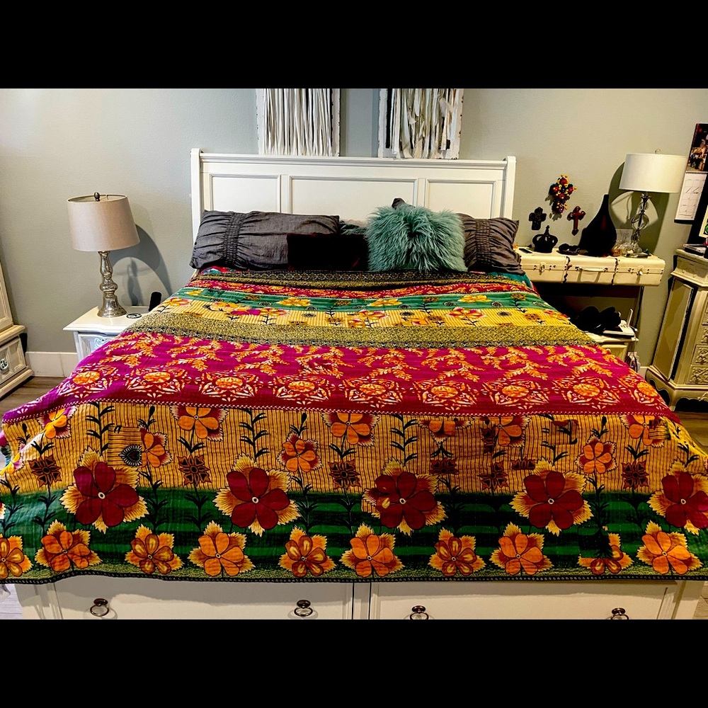 “The Little Market” hand sewn Kantha Quilt